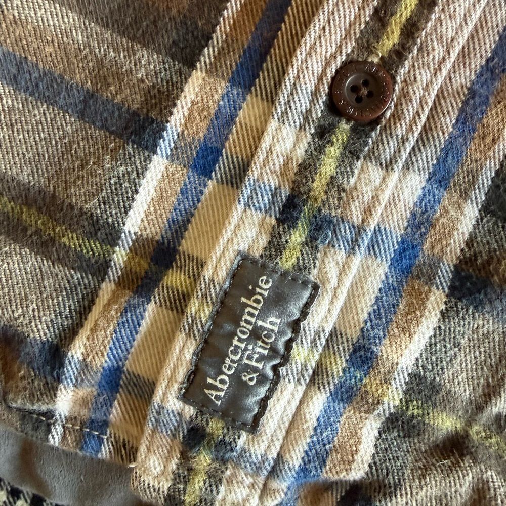 Abercrombie & Fitch Plaid Flannel Button-Up Shirt Heavy and Thick Y2K - Picture 3 of 6